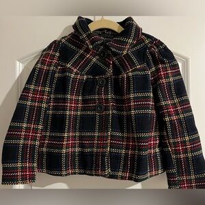 Gap Kids Girls Virgin Wool Blend Heritage Plaid 3 Button Dress Coat Classic 4-5